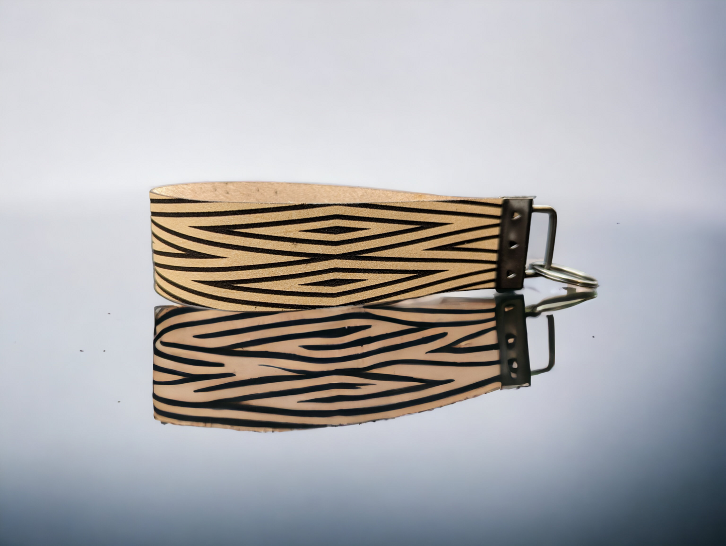 Geometric Leather Wrist Lanyard/Keychain